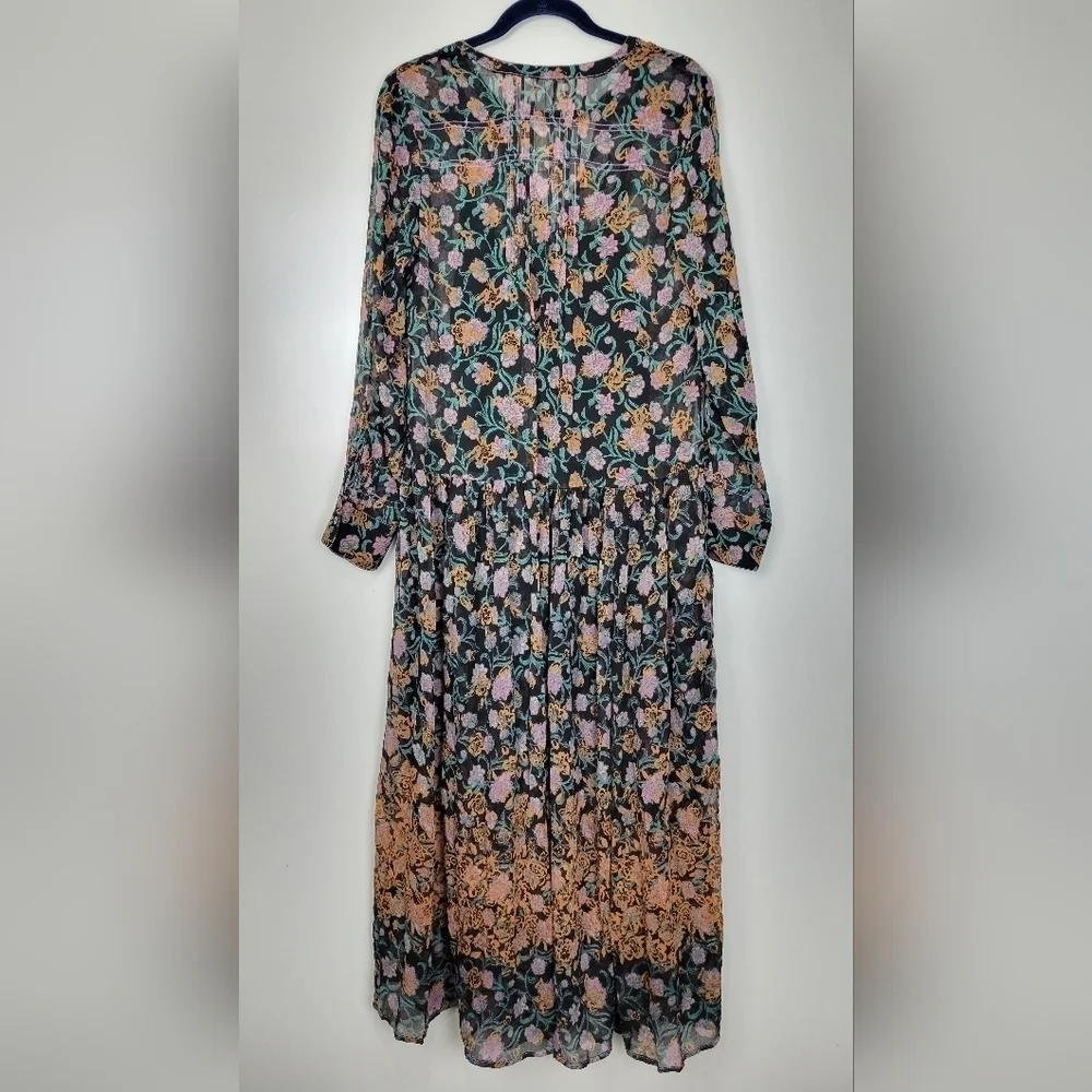 NWT Free People See It Through Floral Pleated Boho Maxi Dress Size Small - Picture 5 of 15